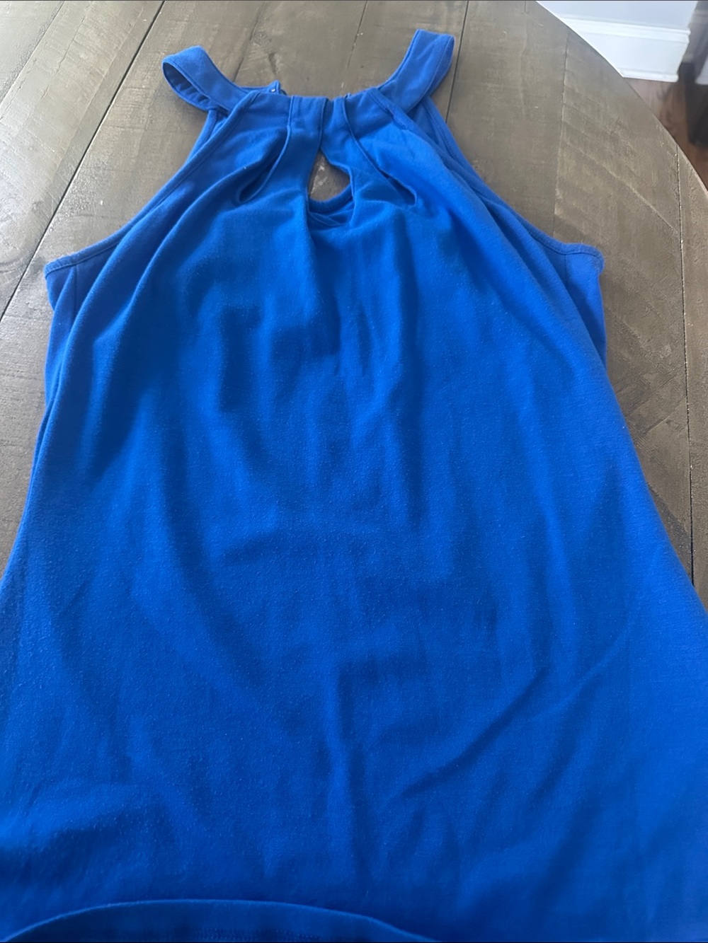 Sleeveless Keyhole Halter Top in Vibrant Royal Blue